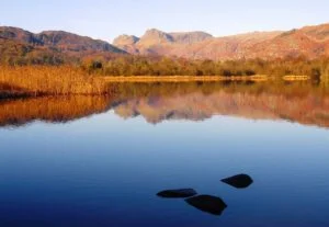 Langdale Pikes from Elterwater on a cold winter's morning
