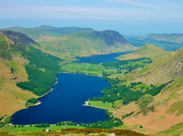 Aerial view of Buttermere & Crumock Water