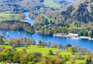 View of Lakeside and the River Leven from Gummers How.