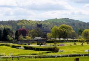 Cartmel Priory and racecourse during our spring walks in the Lake District.