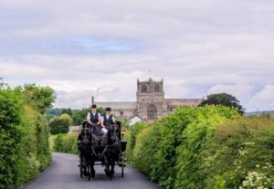 Horse and carriage near Cartmel Priory