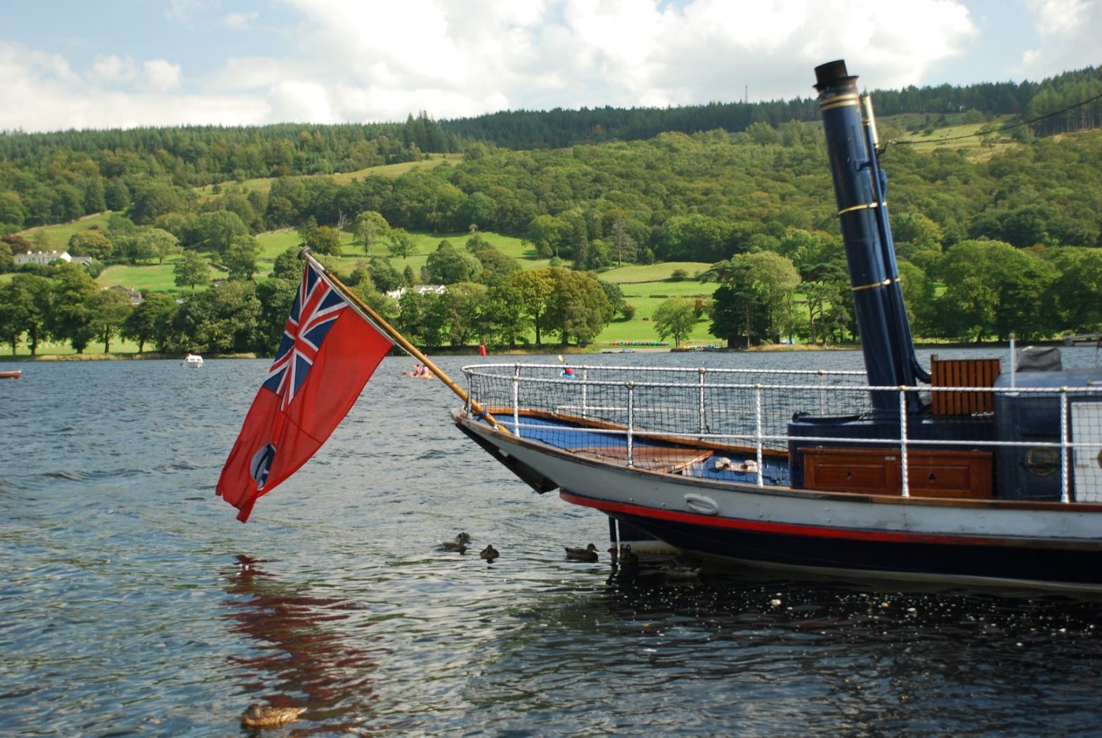 National Trust Steam Yacht Gondola sailing on Coniston Water