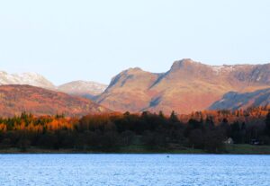 Winter image of the Langdale Pikes