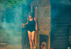 The wood-fired La'al Sauna on Coniston water
