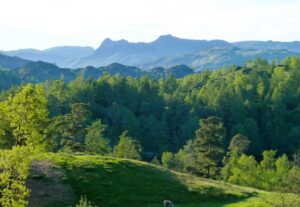Image of the Langdale Pikes in spring
