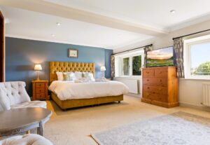 Super king bedroom at Cartmel Hill luxury holiday cottage
