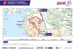 A map showing The Tour of Britain Stage two overview