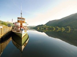 Stunning image of the Ullswater Steamer on the lake
