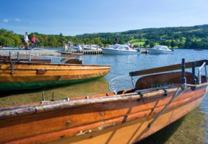 Boats on Lake Windermere in summer